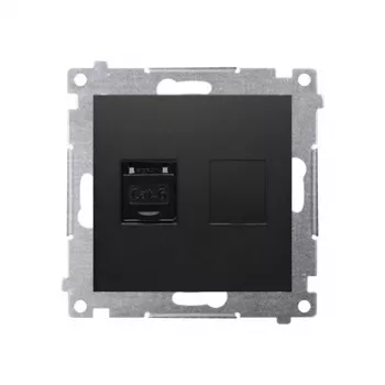 KONTAK-SIMON Simon 54 Premium Cat.6 UTP RJ45 Datendosenmodul, Schwarz Matt, mit Staubschutzklappe