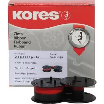 Kores G051NYSR Größe 51 Nylon-Rechnerfarbband, Schwarz/Rot, 13 mm x 4 m