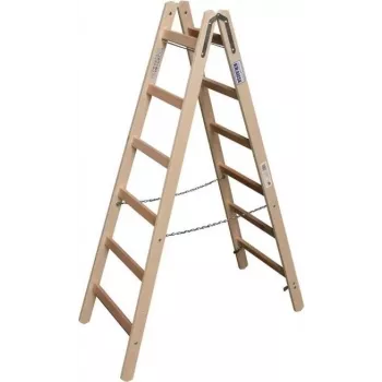 KRAUSE Holz-Doppelstehleiter 2x6 Sprossen, Kiefer, 150 kg, EN 131 170088