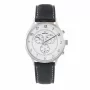 KRONOS Herren Quarz Analog Uhr 40mm Edelstahlgehäuse Schwarzes Lederarmband 783.35.19