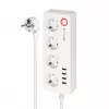 Kruger&Matz Connect P6 Smart Power Strip mit 4 Schuko-Steckdosen und 4 USB-Anschlüssen, Tuya Wi-Fi, Weiß