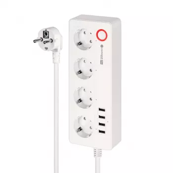 Kruger&Matz Connect P6 Smart Power Strip mit 4 Schuko-Steckdosen und 4 USB-Anschlüssen, Tuya Wi-Fi, Weiß