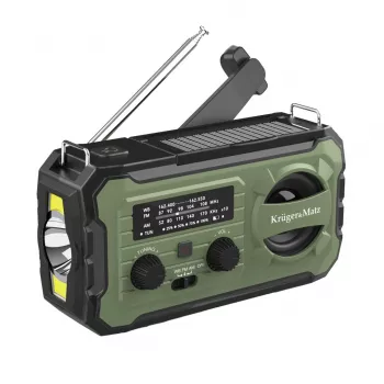Kruger & Matz KM0837 Solar Radio, Tragbares Notfallradio SOS, Power Bank 10000mAh, Taschenlampe, Dynamo