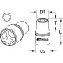 KS TOOLS 1 Zoll Antrieb 38mm Kurze Sechskant-Stecknuss, 6-Kant, Chrom-Vanadium, DIN 3124 911.1038