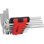 KS TOOLS 151.4540 Zoll-Innensechskantschlüssel-Set, 9-teilig, 1/16 Zoll–3/8 Zoll, Klapphalter, Chrom-Vanadium, mattverchromt