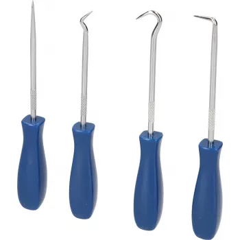 KS TOOLS 4-teiliges Pick- und Hakenset mit Chrom-Vanadium-Spitzen und ergonomischen 2-Komponenten-Griffen BT542020