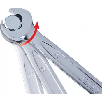 KS TOOLS DUO GEARplus Kombi-Ratschenschlüssel, 30 mm, 12-kant, Chrom-Vanadium, matt satiniert verchromt, DIN 3113, 72 Zähne, 5° Rückstellwinkel, 15° gekröpft 503.5228