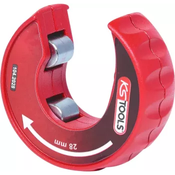 KS TOOLS Ratschen-Rohrabschneider für Kupferrohre 3-28 mm, Schnellentriegelung, Rot/Schwarz (104.2028)