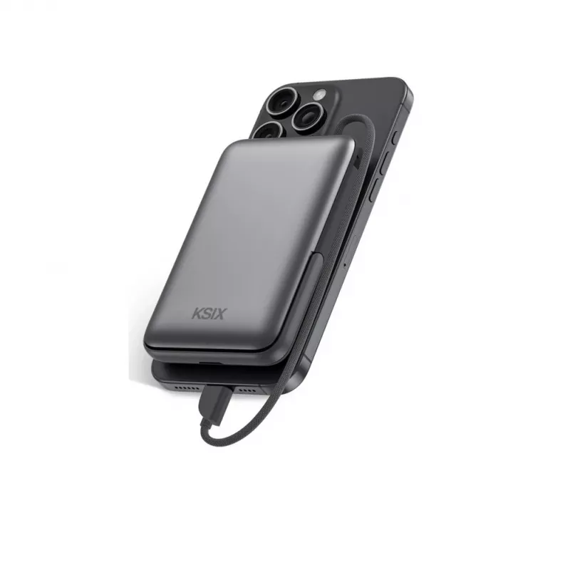KSIX Magnetic Power Bank 10000 mAh, 22.5W für iPhone und Apple Watch, Grau