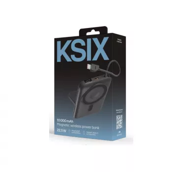 KSIX Magnetic Power Bank 10000 mAh, 22.5W für iPhone und Apple Watch, Grau