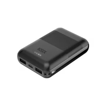 KSIX Powerbank Mini 10000mAh 10W mit Kabel USB-A USB-C Schwarz