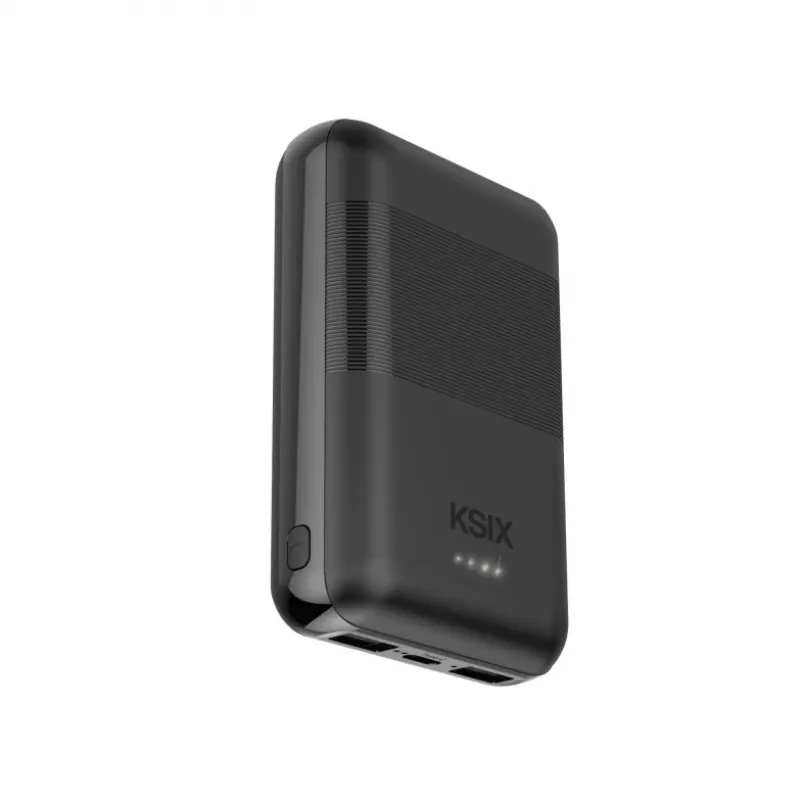 KSIX Powerbank Mini 10000mAh 10W mit Kabel USB-A USB-C Schwarz