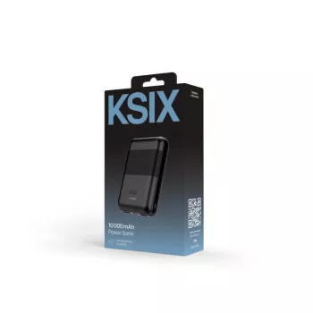 KSIX Powerbank Mini 10000mAh 10W mit Kabel USB-A USB-C Schwarz