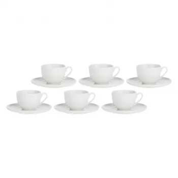 LA PORCELLANA BIANCA Set aus 6 Corte Untertassen-Teetassen - Weiß, 200 ml