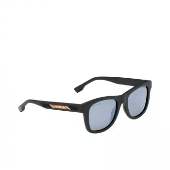 Lacoste L3651SRG-001 Unisex-Sonnenbrille - Schwarzer Acetatrahmen, graue Polycarbonatgläser, 48 mm Glasbreite