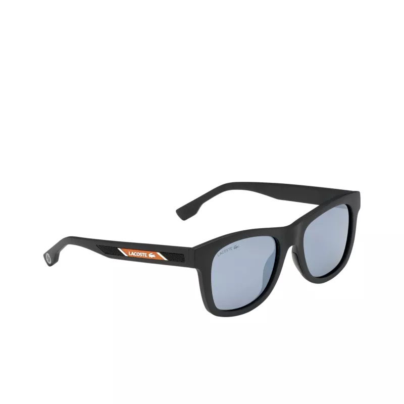 Lacoste L3651SRG-001 Unisex-Sonnenbrille - Schwarzer Acetatrahmen, graue Polycarbonatgläser, 48 mm Glasbreite