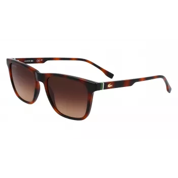 Lacoste L6041S-214 Herren Rechteckige Sonnenbrille Havana Acetat Gestell Braune Polycarbonat Gläser 54mm
