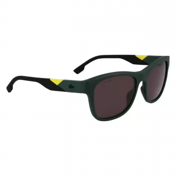 Lacoste L6043S-301 Herren Rechteckige Sonnenbrille - Grüner Rahmen, Graue Gläser, 56/18/145 mm