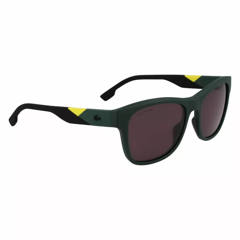 Lacoste L6043S-301 Herren Rechteckige Sonnenbrille - Grüner Rahmen, Graue Gläser, 56/18/145 mm