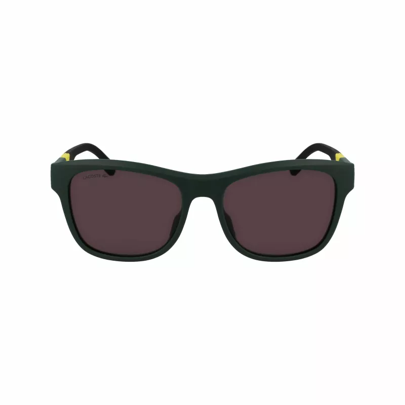 Lacoste L6043S-301 Herren Rechteckige Sonnenbrille - Grüner Rahmen, Graue Gläser, 56/18/145 mm