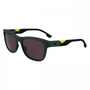 Lacoste L6043S-301 Herren Rechteckige Sonnenbrille - Grüner Rahmen, Graue Gläser, 56/18/145 mm
