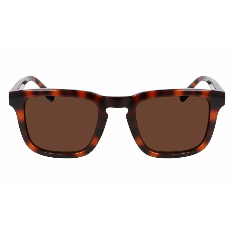 Lacoste Herren Rechteckige Sonnenbrille L951SRG-214 Havana Acetat Grüne Polycarbonat-Gläser 52/22/145 mm