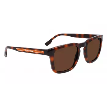 Lacoste Herren Rechteckige Sonnenbrille L951SRG-214 Havana Acetat Grüne Polycarbonat-Gläser 52/22/145 mm