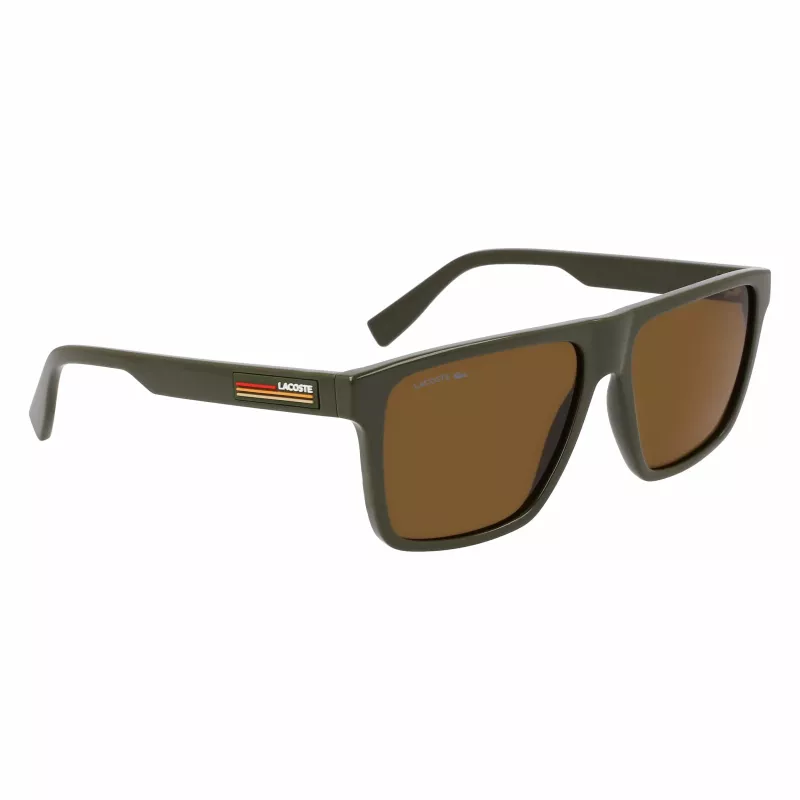Lacoste Herren-Sonnenbrille L6027S-275 Havana Acetat Rechteck 57mm