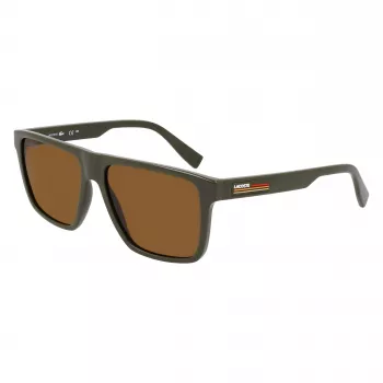 Lacoste Herren-Sonnenbrille L6027S-275 Havana Acetat Rechteck 57mm