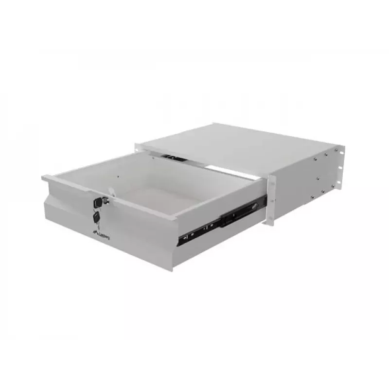 LANBERG 19-Zoll 3U Schubladenschiene 360mm Tiefe Grau, 90kg Tragfähigkeit, 4-Punkt-Montage