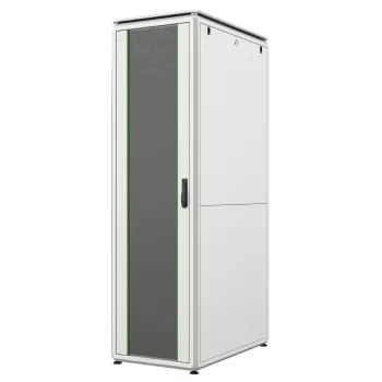 LANVIEW 19-Zoll 42U Rack-Schrank 600 x 600 mm, Lichtgrau (RAL 7035), Glastür, 800 kg Tragfähigkeit