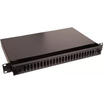 Lanview LVO231552 19 inch 1U 24-Port Glasfaser-Patchpanel für SC Duplex/LC Quad, Rack-Montage, Schwarz