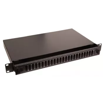 Lanview LVO231552 19 inch 1U 24-Port Glasfaser-Patchpanel für SC Duplex/LC Quad, Rack-Montage, Schwarz
