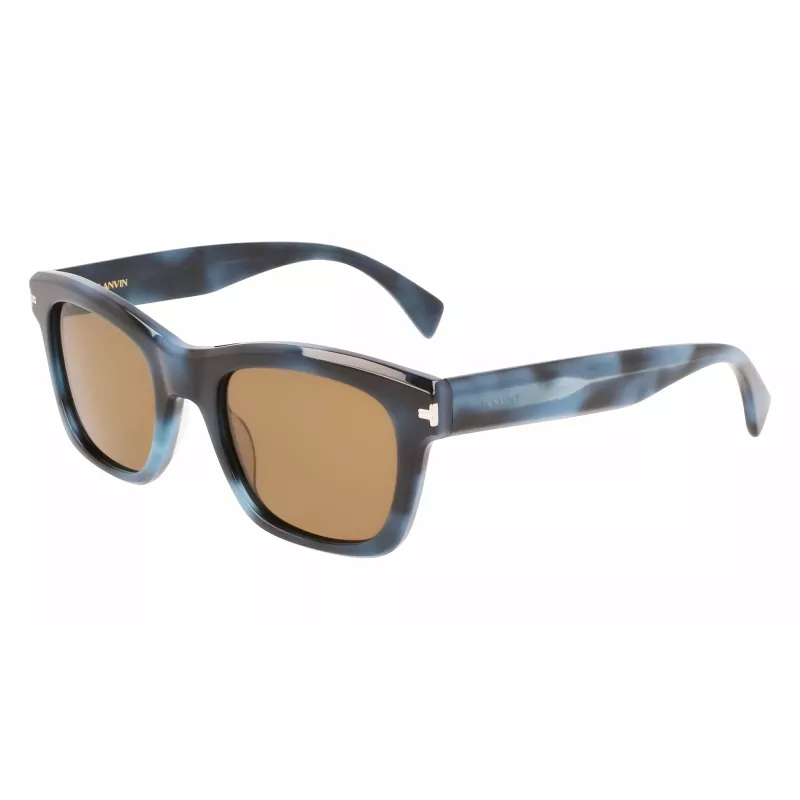 LANVIN LNV620S-425 Herren eckige Acetat-Sonnenbrille - Blauer Rahmen, graue Gläser, UV400