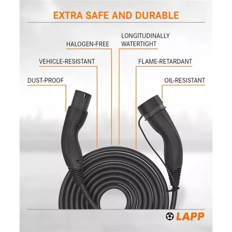 LAPP MOBILITY HELIX® Typ 2 EV-Ladekabel, 22 kW, 5 m, Schwarz 61795