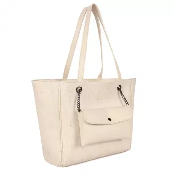 Laura Ashley Damen Umhängetasche aus cremefarbenem gestepptem Kunstleder - Relief Q LTD CRM (30x30x10 cm)