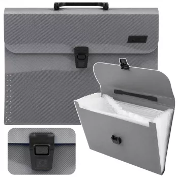 LEAN 31033 Erweiterbarer Dokumenten-Organizer A4 13 Fächer Grau