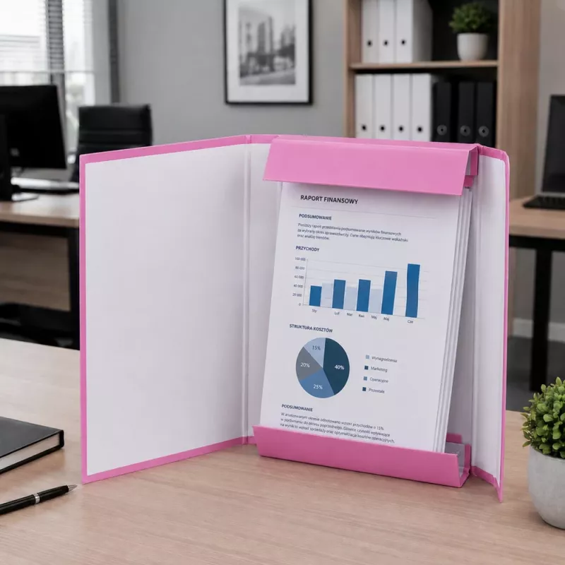 LEAN A4 Dokumentenmappe mit Gummiband, Hartdeckel, Pink, 4,5 cm Rücken