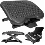 LEAN Verstellbare ergonomische Fußstütze fürs Büro mit 3 Stufen Massage-Noppen, Schwarz