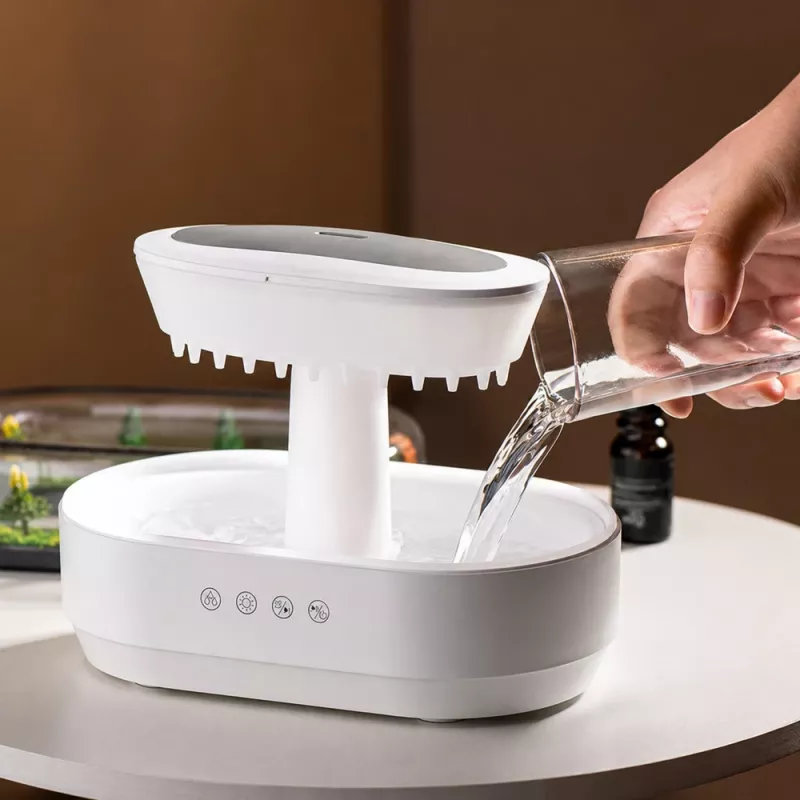 LEAN Luftbefeuchter Aroma-Diffusor Regen-Effekt LED-Licht mit Netzteil