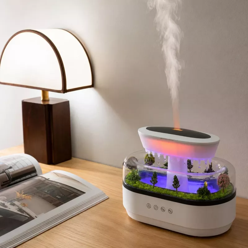 LEAN Luftbefeuchter Aroma-Diffusor Regen-Effekt LED-Licht mit Netzteil