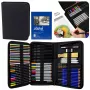 LEAN Art Set für Zeichnen und Skizzieren, 74-teiliges Komplettset mit Graphitstiften, Buntstiften, Ölpastellen, Kohle und Reißverschluss-Etui