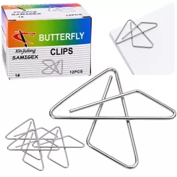 LEAN Butterfly Metall-Büroklammern für Dokumente, Büro, 24 mm, 100 Stück
