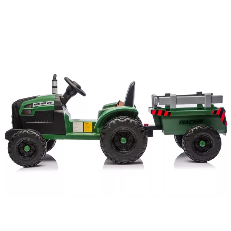 LEAN CARS 24V Batteriebetriebener Traktor mit Anhänger Dunkelgrün - CH9959B
