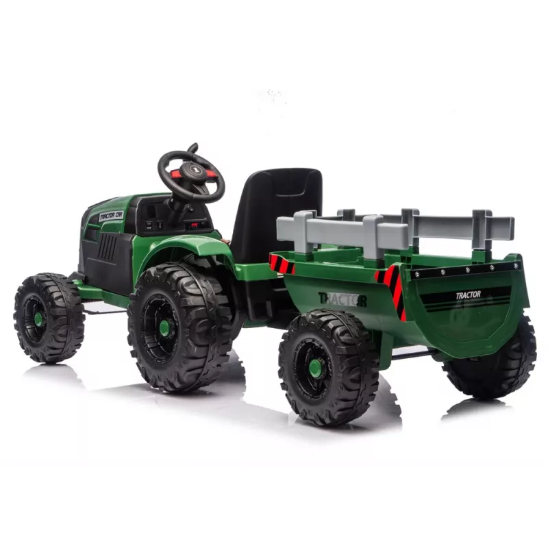 LEAN CARS 24V Batteriebetriebener Traktor mit Anhänger Dunkelgrün - CH9959B