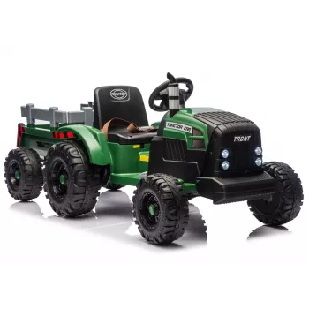 LEAN CARS 24V Batteriebetriebener Traktor mit Anhänger Dunkelgrün - CH9959B