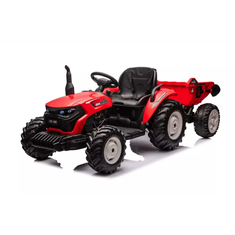 LEAN CARS 24V Batterie-Traktor HC-306 Rot mit Anhänger