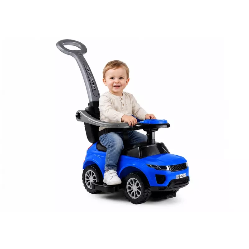 LEAN CARS 614W Kinder-Rutschauto mit Schiebegriff und Elternlenkstange - Blau