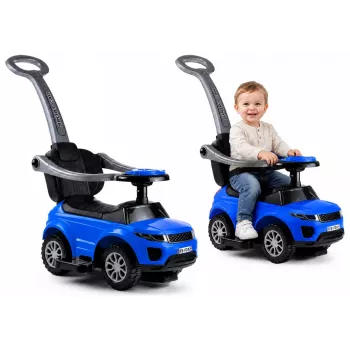 LEAN CARS 614W Kinder-Rutschauto mit Schiebegriff und Elternlenkstange - Blau