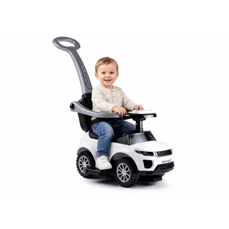 LEAN CARS 614W Toddlers Ride On Push Along with Parent Handle - Weiß